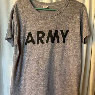 Tee:  vintage 1980’s champion army shirt small ma… - image 1