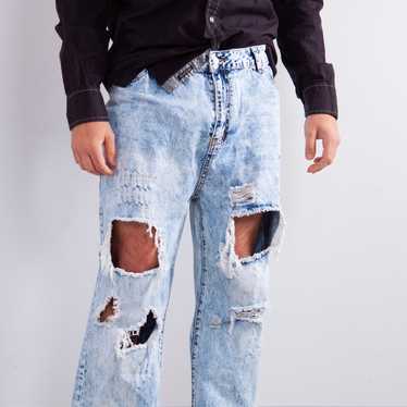 acid wash boot cut jeans - vintage & perfectly di… - image 1
