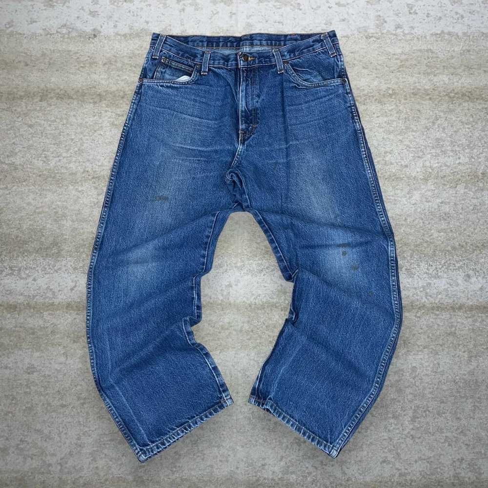 Dickies Jeans Medium Wash Work Wear Denim Red Lab… - image 2