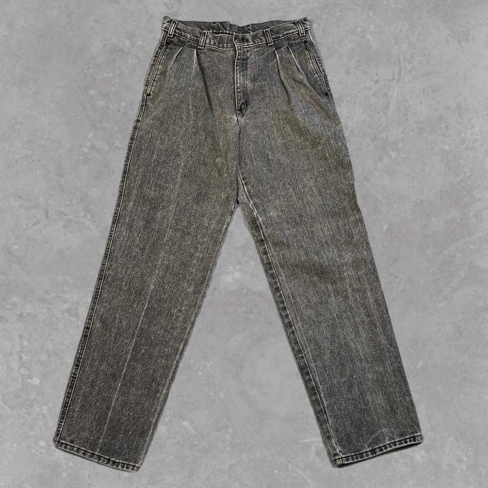 Black Stone Wash Vintage Dockers Pleated Jeans Si… - image 1