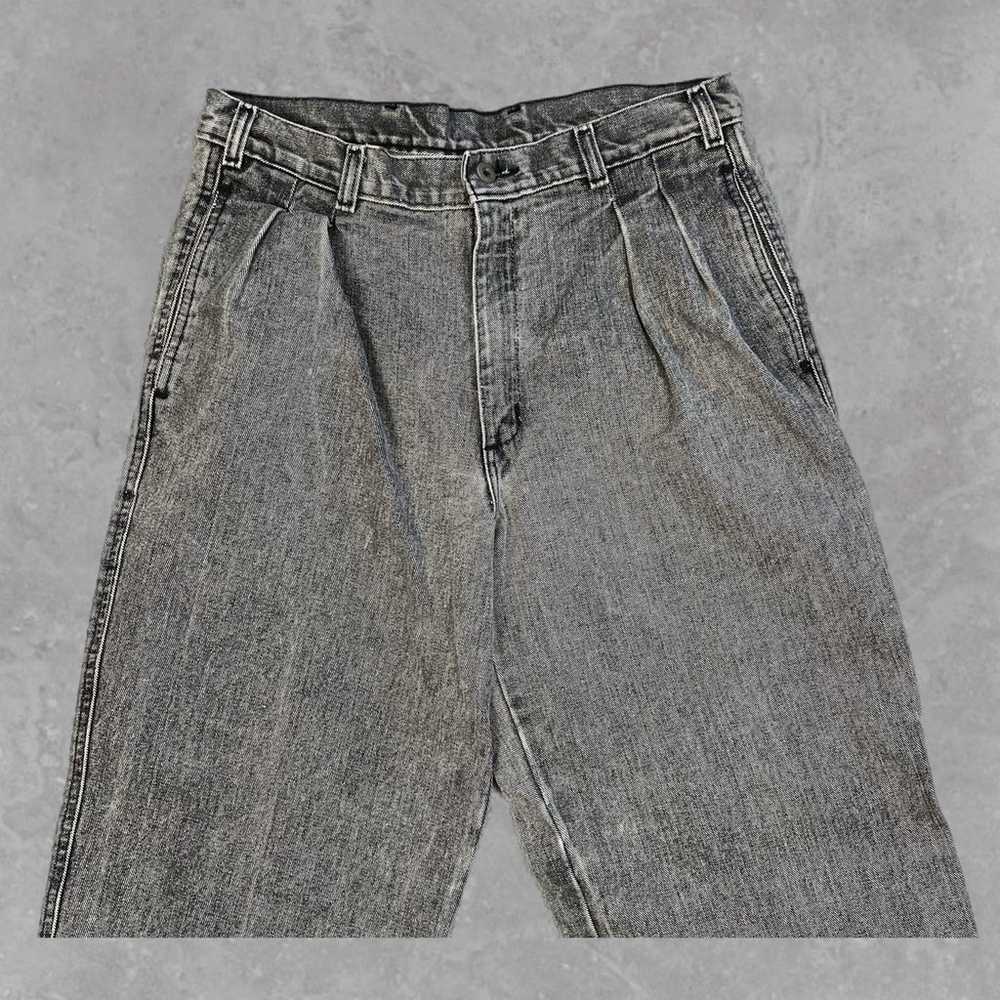 Black Stone Wash Vintage Dockers Pleated Jeans Si… - image 2