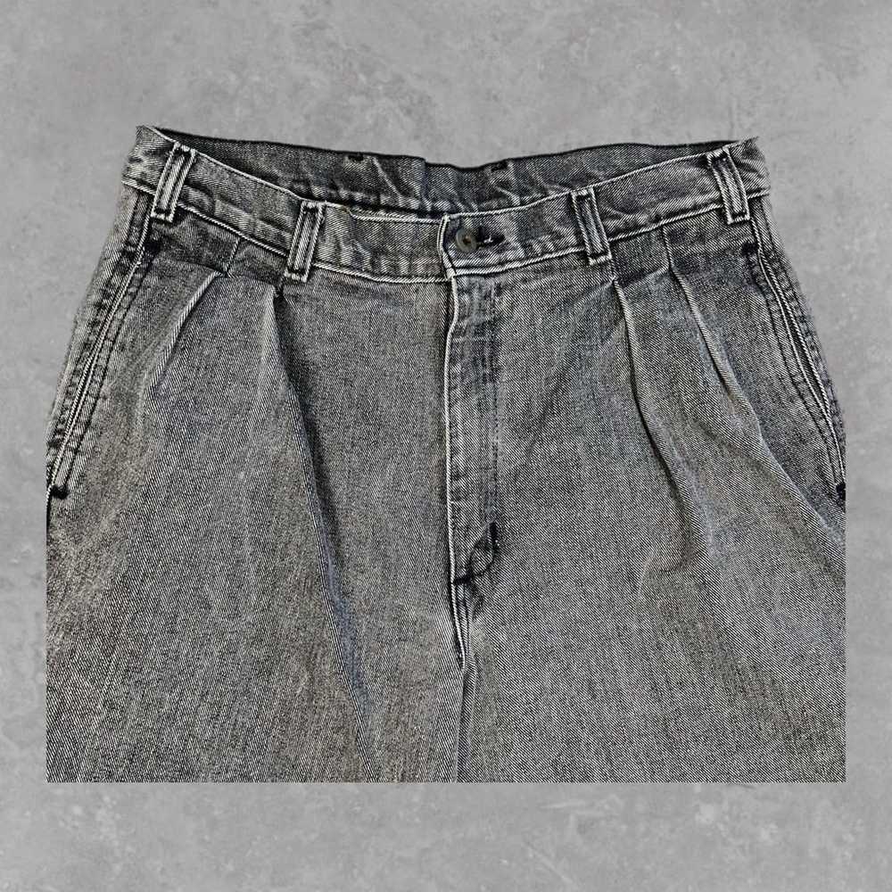 Black Stone Wash Vintage Dockers Pleated Jeans Si… - image 3