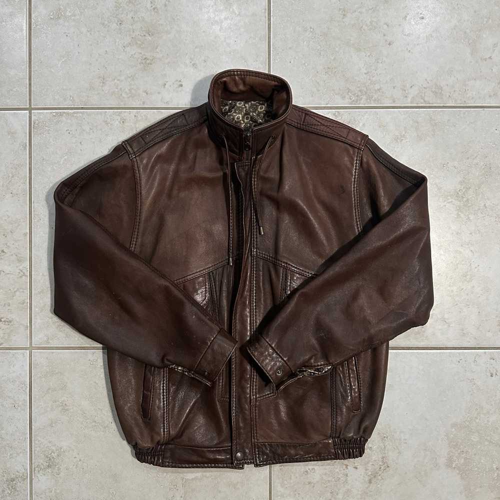 Vintage Faux Leather Bomber Jacket - image 1
