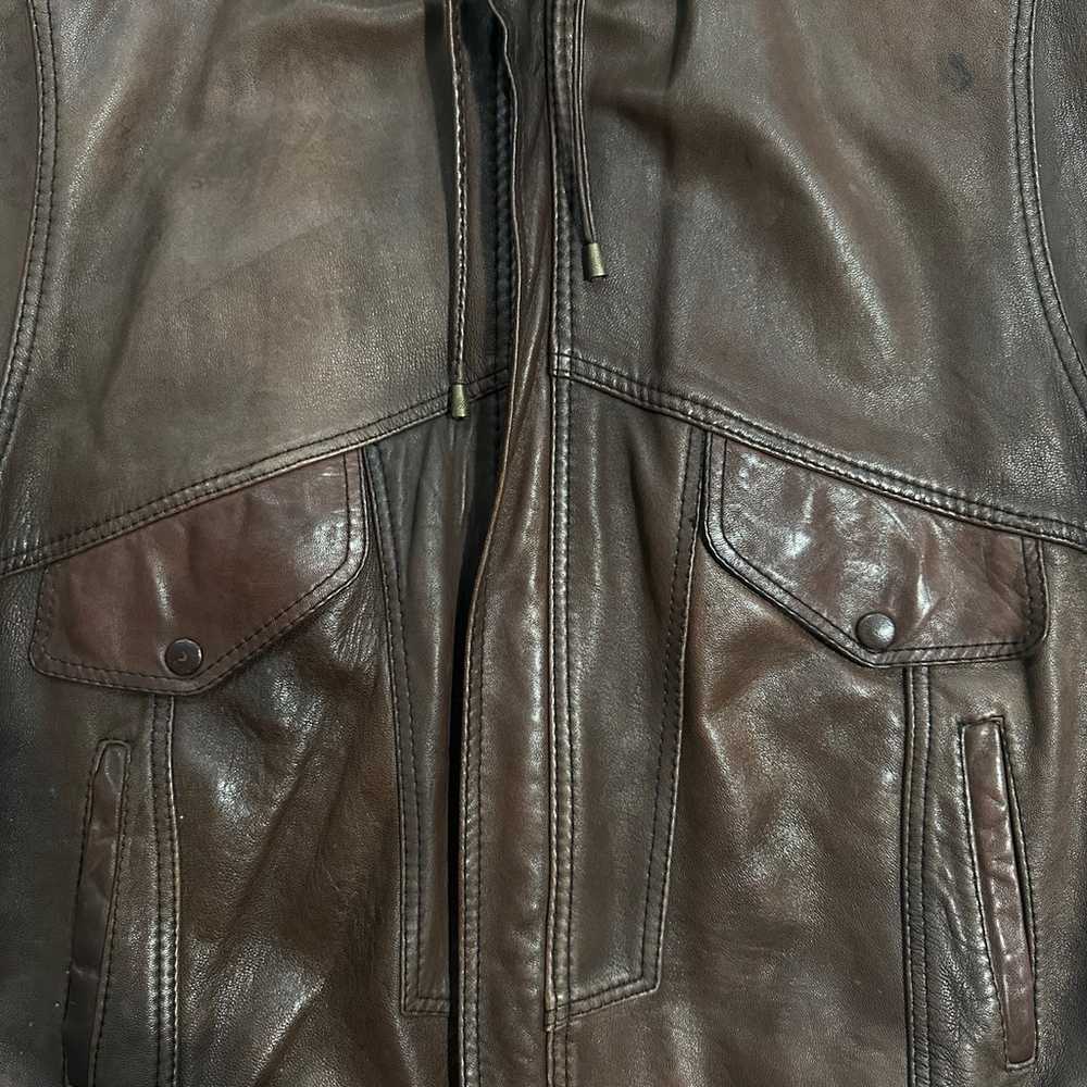 Vintage Faux Leather Bomber Jacket - image 2