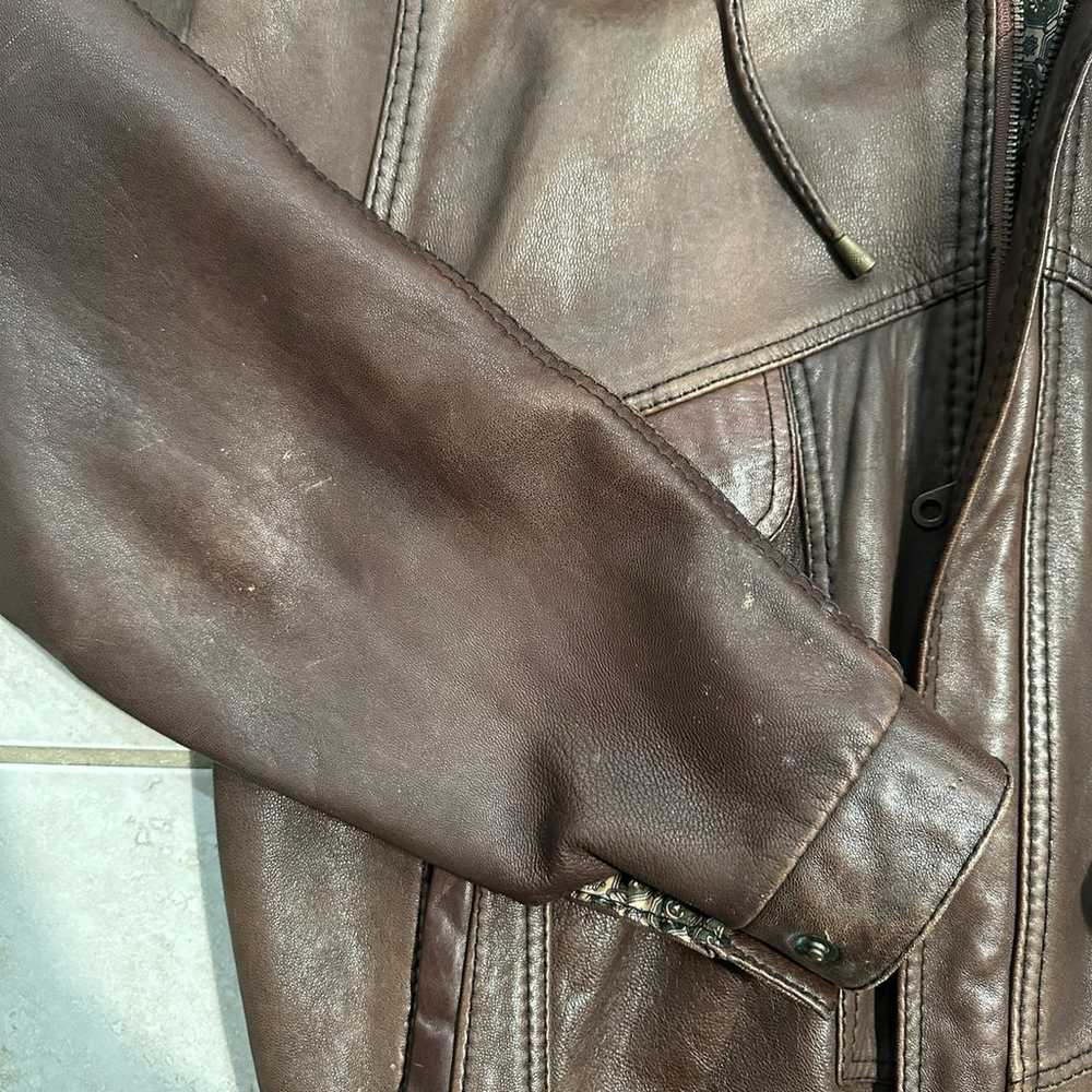 Vintage Faux Leather Bomber Jacket - image 3