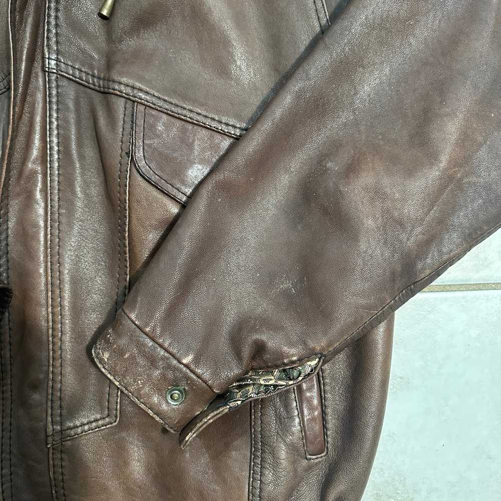 Vintage Faux Leather Bomber Jacket - image 4