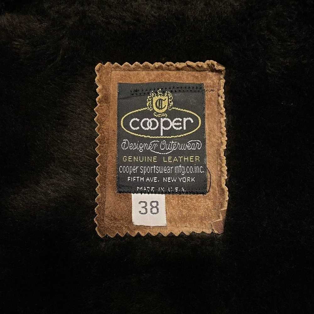 VTG early 80s Cooper faux fur lined distressed br… - image 7