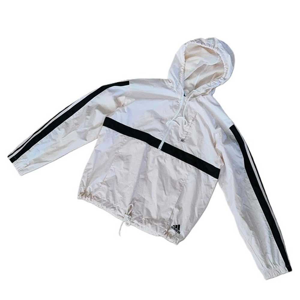 Adidas Vintage 1/2 Zip Pockets Hooded Windbreaker… - image 1