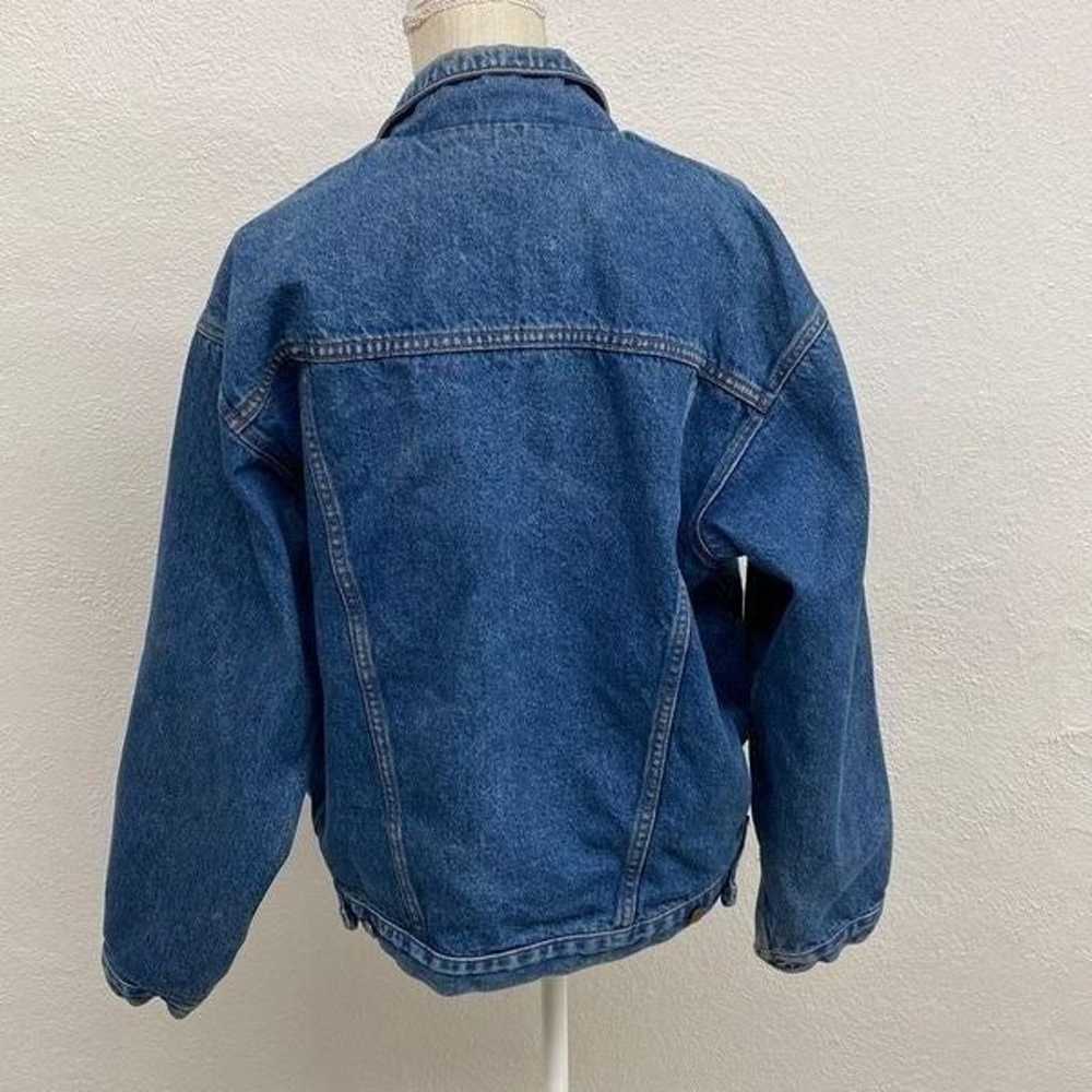 Vintage 90s Gap Denim Jacket Buffalo Plaid Lining - image 3