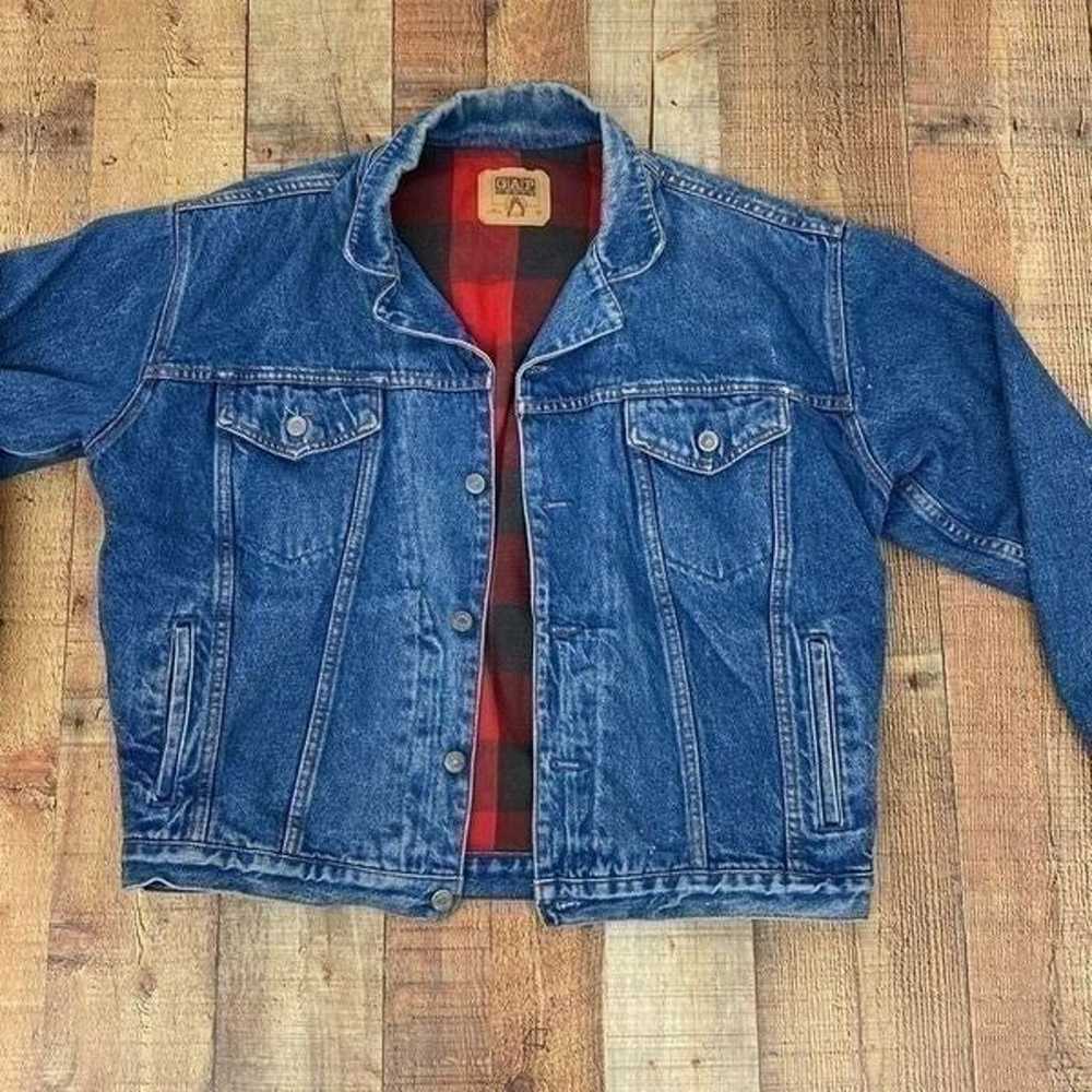 Vintage 90s Gap Denim Jacket Buffalo Plaid Lining - image 4