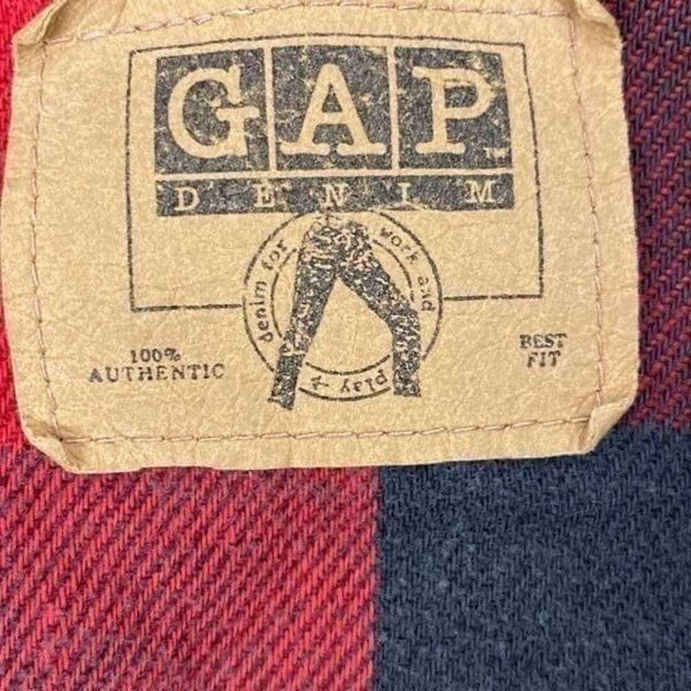 Vintage 90s Gap Denim Jacket Buffalo Plaid Lining - image 5