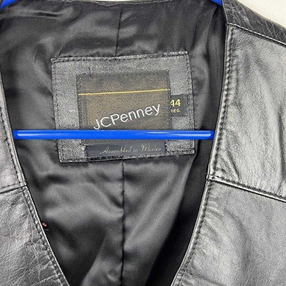 Vintage JC Penney Black Leather Vest Size 44 Reg … - image 2