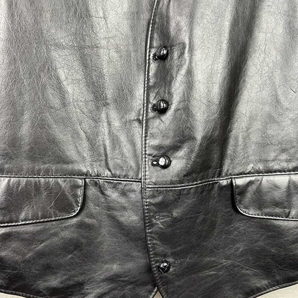 Vintage JC Penney Black Leather Vest Size 44 Reg … - image 3