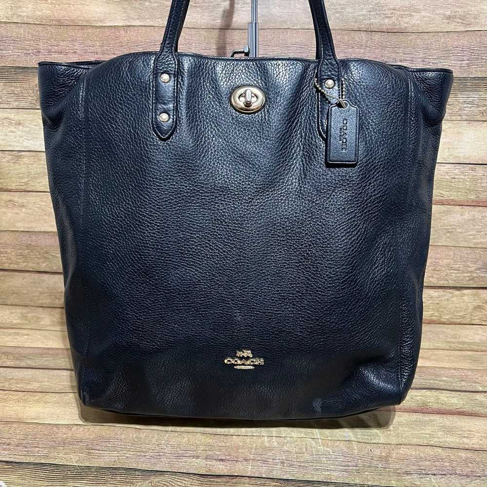 Coach Black Pebbled Leather Town Tote - image 2