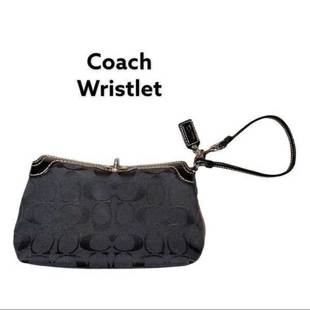Coach wristlet black with silver hardware - image 1