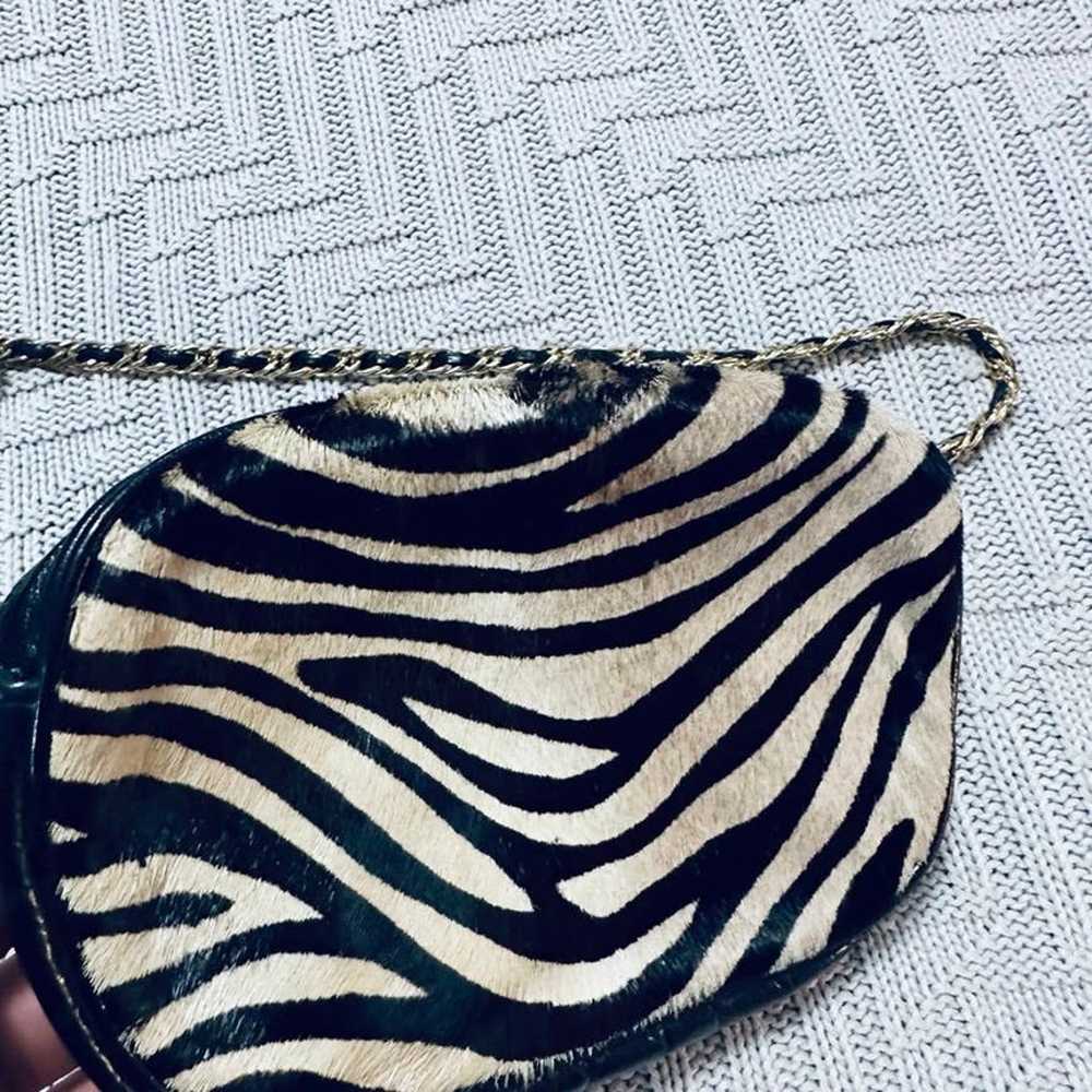 Vintage zebra print calf hair crossbody bag - image 3