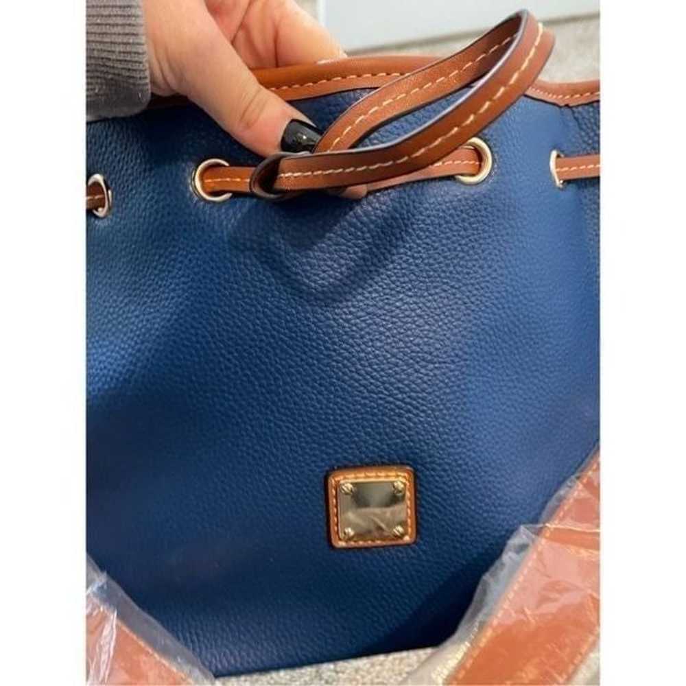 New Blue Saffiano Inspired Drawstring Bucket Bag - image 1