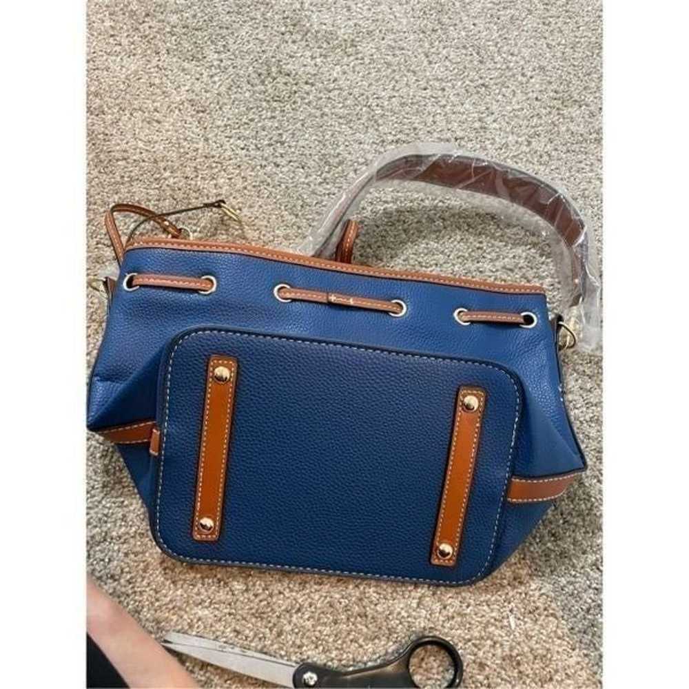 New Blue Saffiano Inspired Drawstring Bucket Bag - image 9