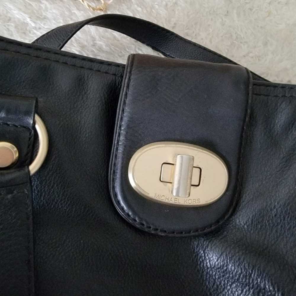 Michael kors vintage style shoulder bag black lea… - image 10