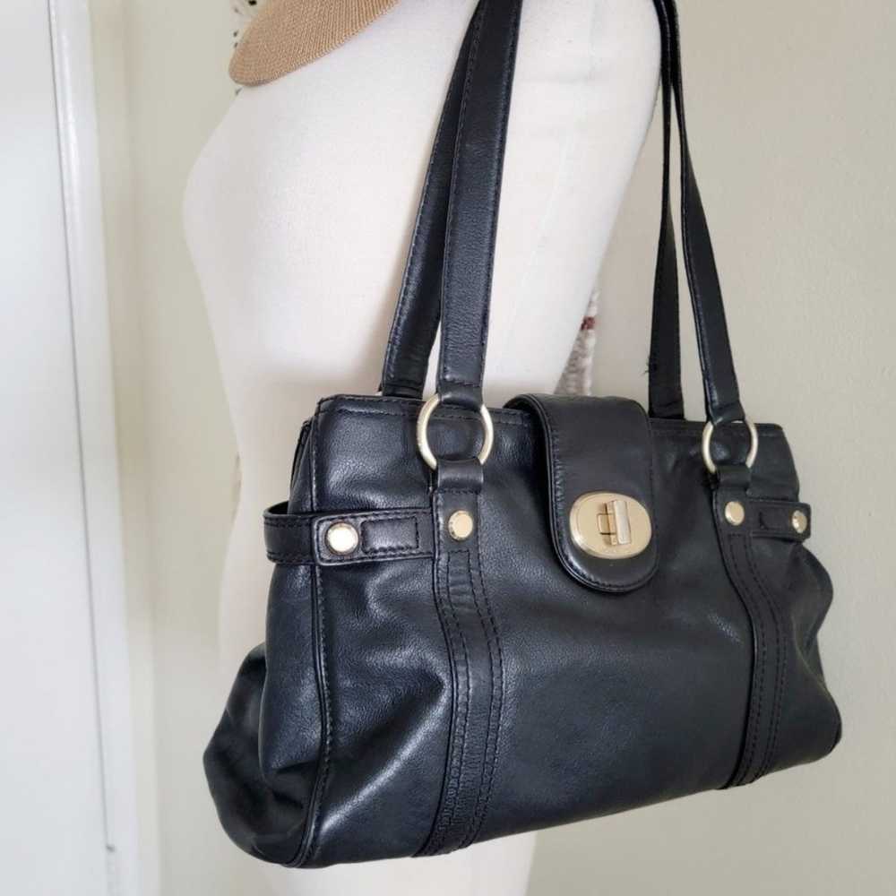 Michael kors vintage style shoulder bag black lea… - image 2