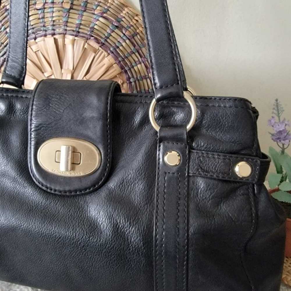 Michael kors vintage style shoulder bag black lea… - image 5