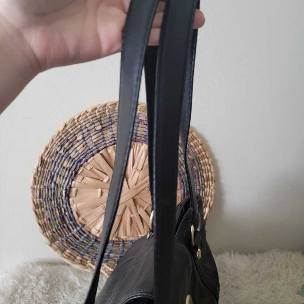 Michael kors vintage style shoulder bag black lea… - image 8
