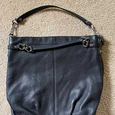 Large black leather coach bag