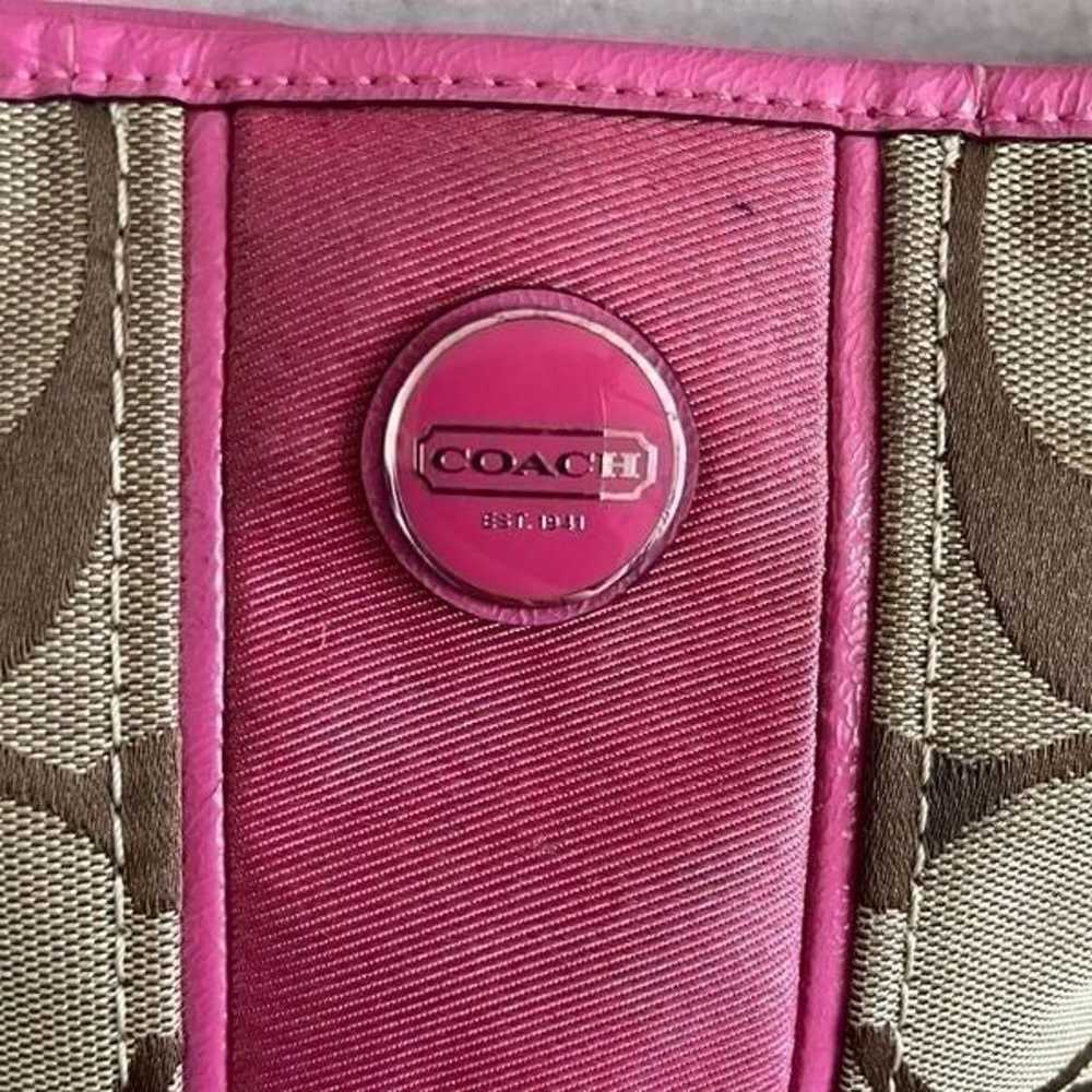 Coach F21905 Signature Pink Stripe Duffle Fabric … - image 4