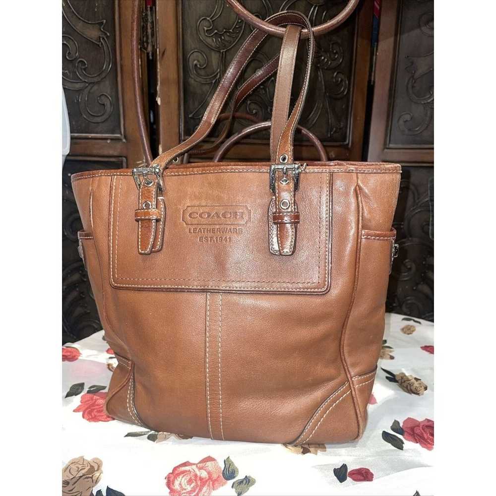 Coach Fall Classics Brown Leather Tote / Hand Bag… - image 1