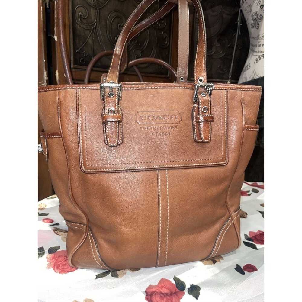 Coach Fall Classics Brown Leather Tote / Hand Bag… - image 2