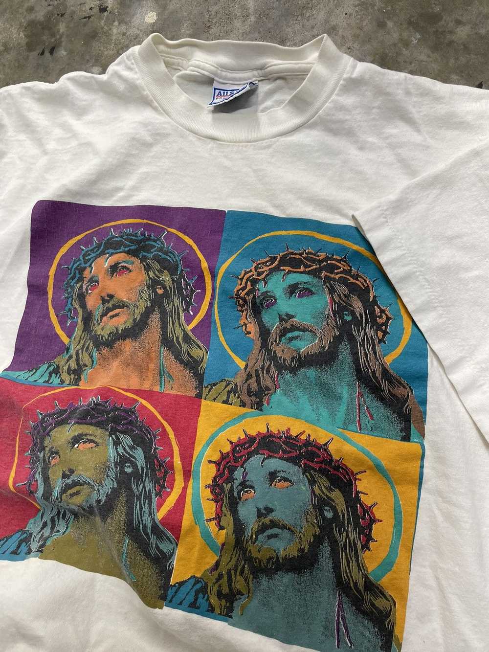 Art × Religion × Vintage 90’s Jesus Tee Pop Art A… - image 1