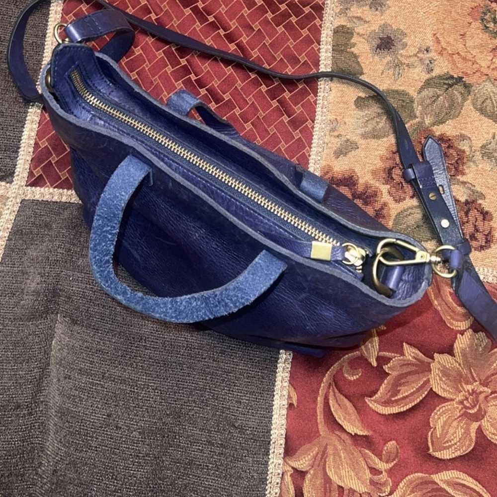 Madewell Small Navy Blue Transport Suede Leather … - image 3