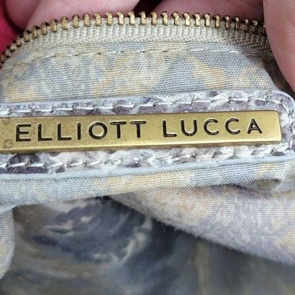 Elliott Lucca Leather Gray Cream Snakeskin Large … - image 3