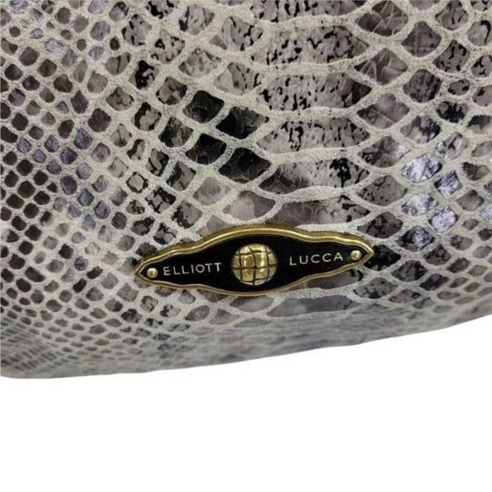 Elliott Lucca Leather Gray Cream Snakeskin Large … - image 6