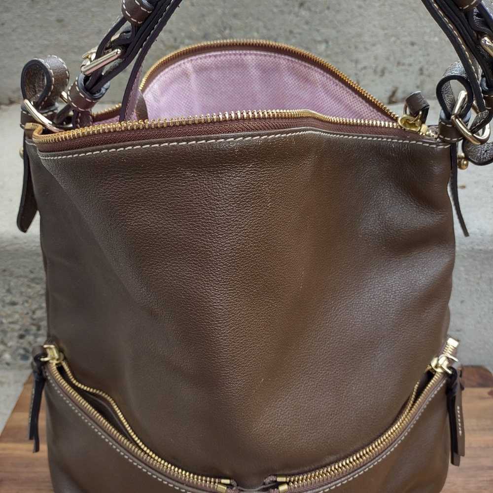 Dooney & Bourke Brown Leather Hobo Shoulder Purse… - image 1