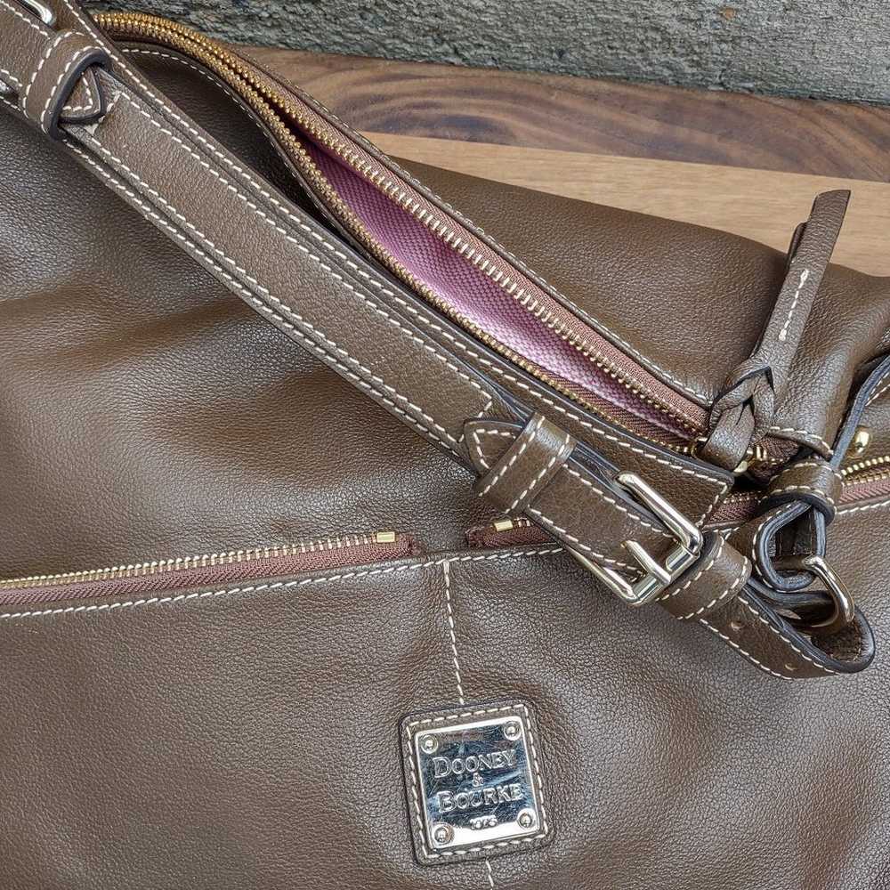 Dooney & Bourke Brown Leather Hobo Shoulder Purse… - image 3
