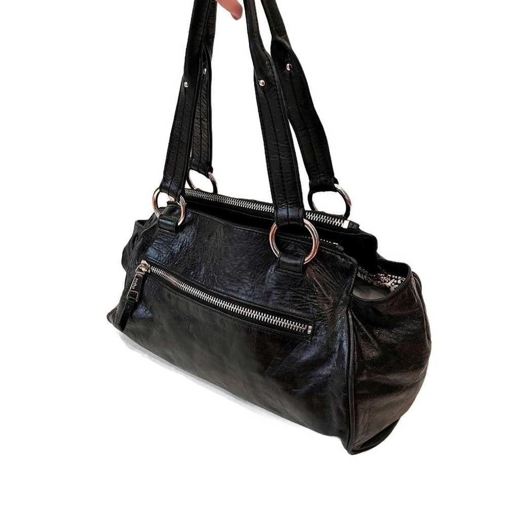Hobo The Original Black Satchel Handbag Silver Ha… - image 2