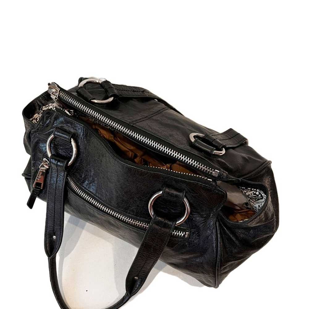 Hobo The Original Black Satchel Handbag Silver Ha… - image 4