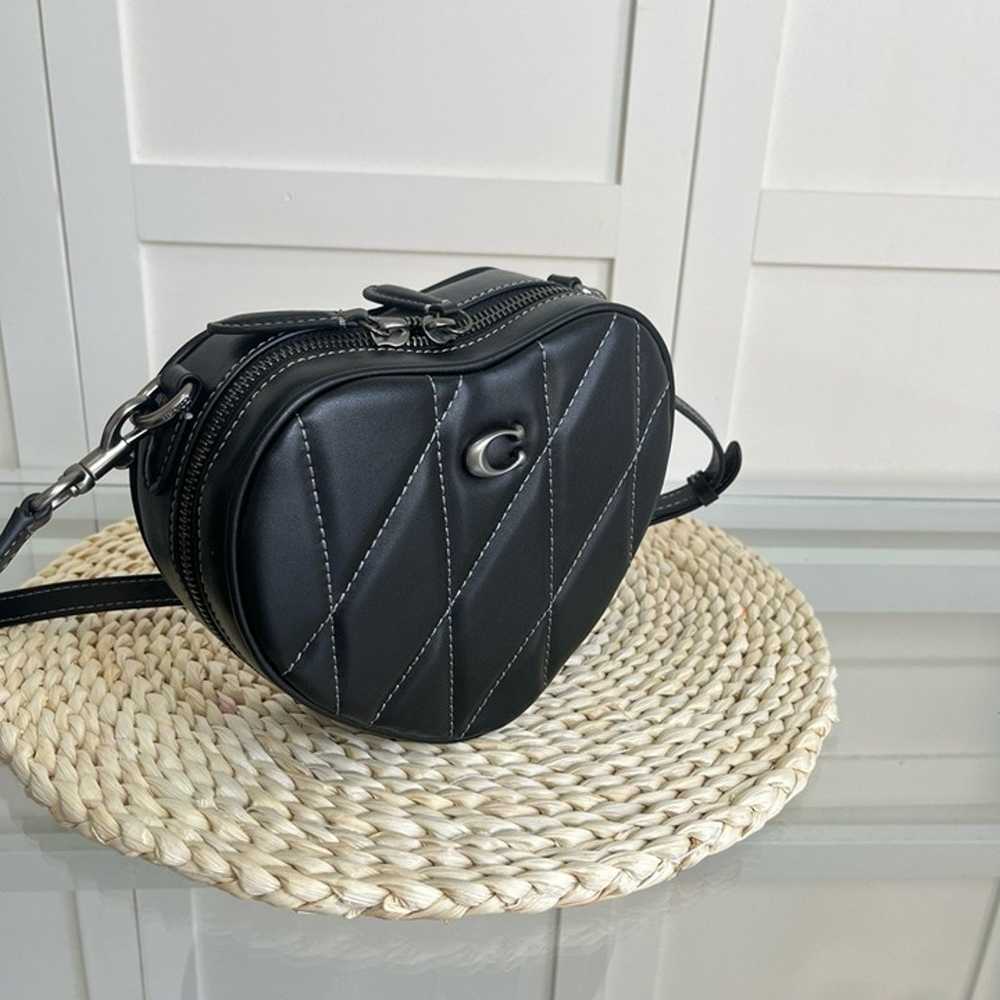 Coach Heart Crossbody With Quilting NWT (Black) - image 2