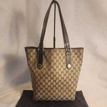 Authentic GUCCI Brown GG Canvas Charmy Tote Bag