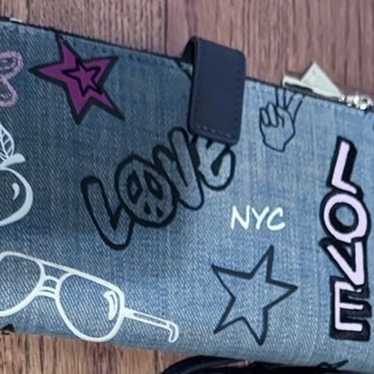 Michael Kors Graffiti Washed Denim Washed  Wallet… - image 1