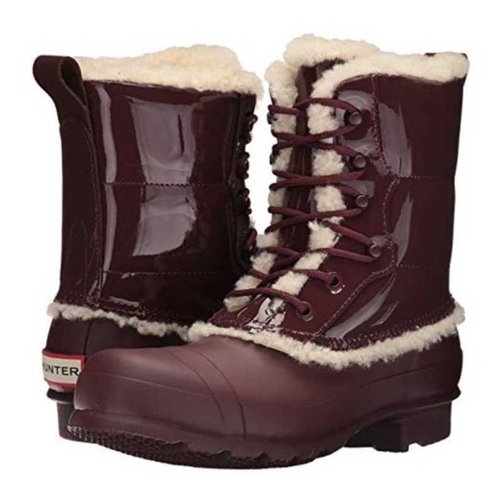 Hunter Original Patent Leather Lace Shearling Boo… - image 1