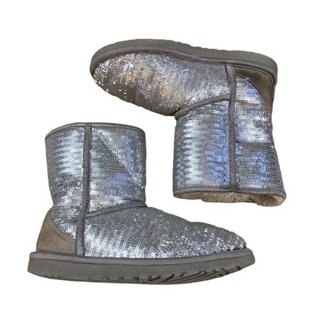 UGG Classic Short Silver Sequin Sparkle Boots Siz… - image 10