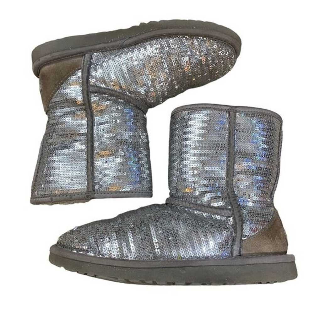 UGG Classic Short Silver Sequin Sparkle Boots Siz… - image 12