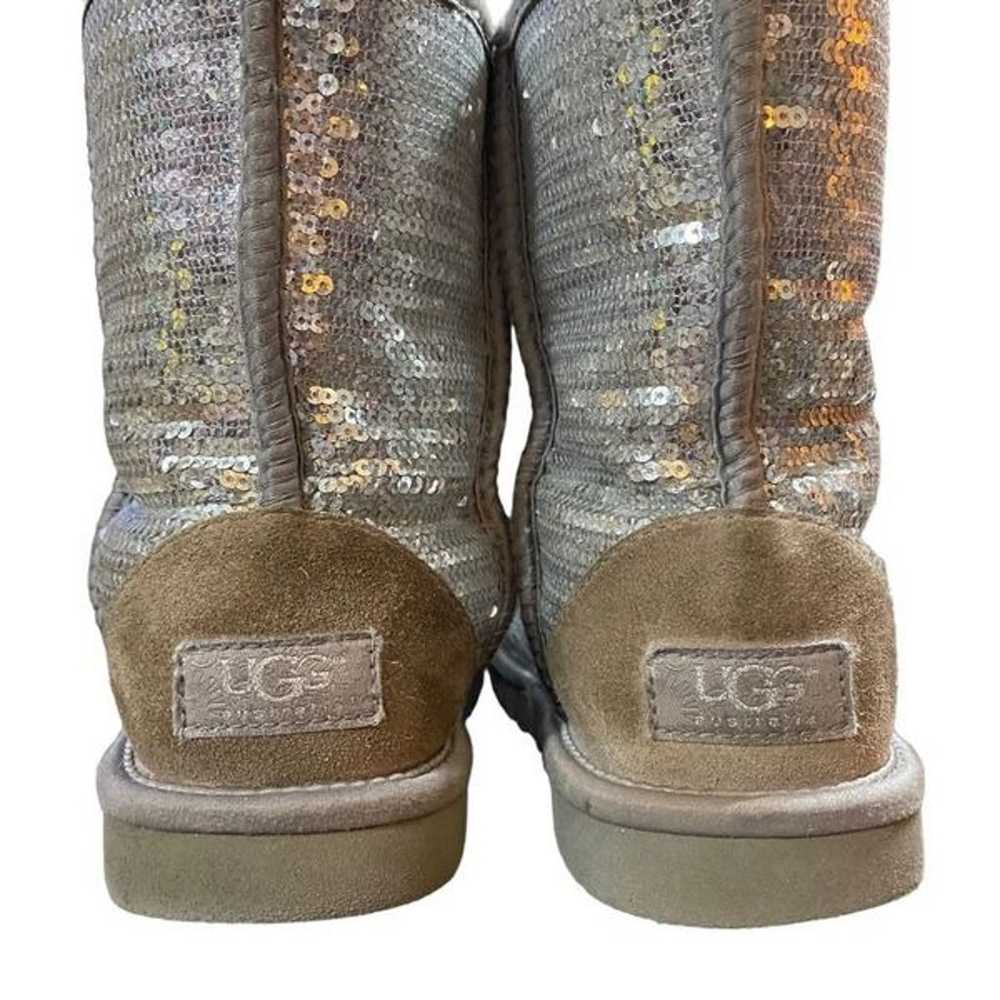 UGG Classic Short Silver Sequin Sparkle Boots Siz… - image 2