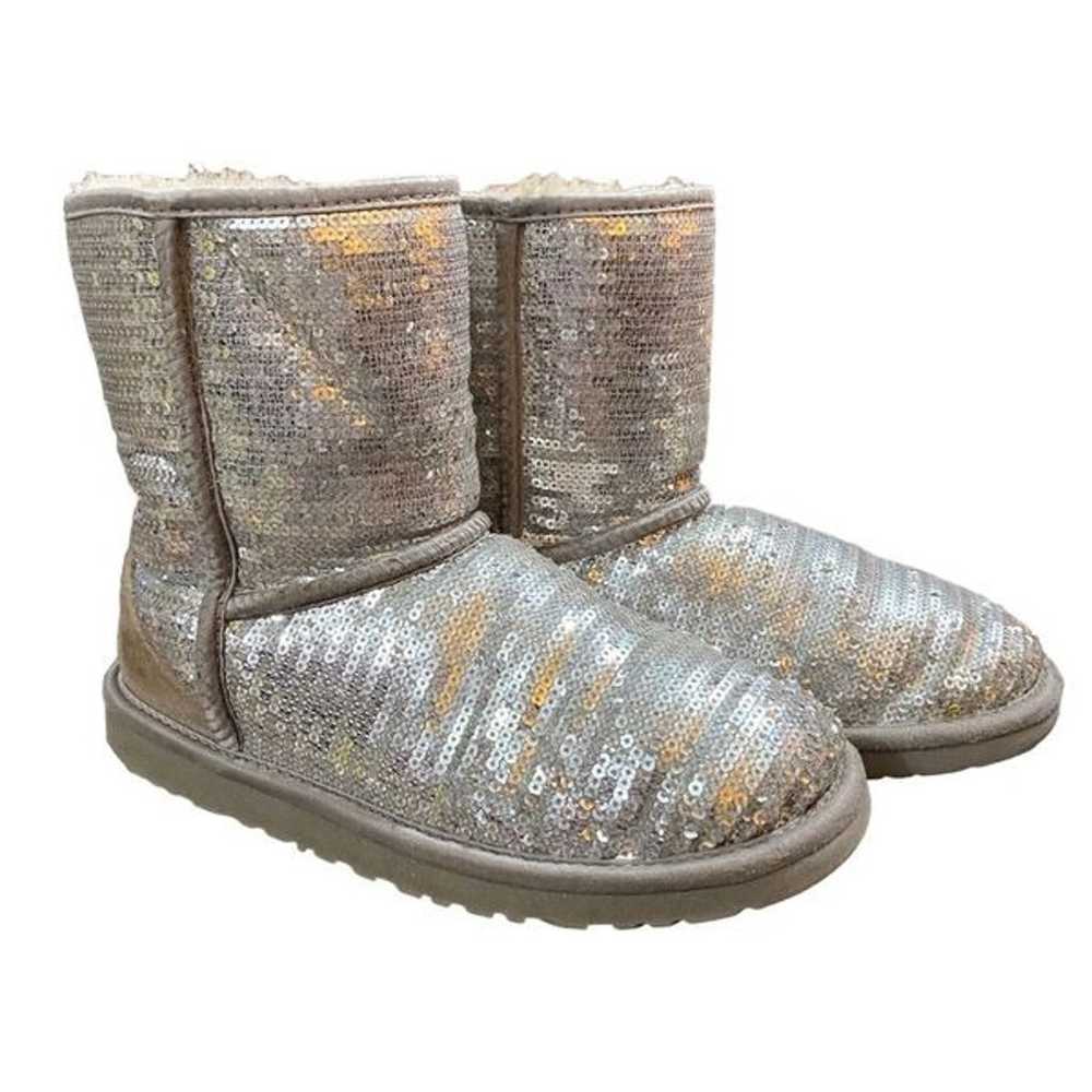 UGG Classic Short Silver Sequin Sparkle Boots Siz… - image 6