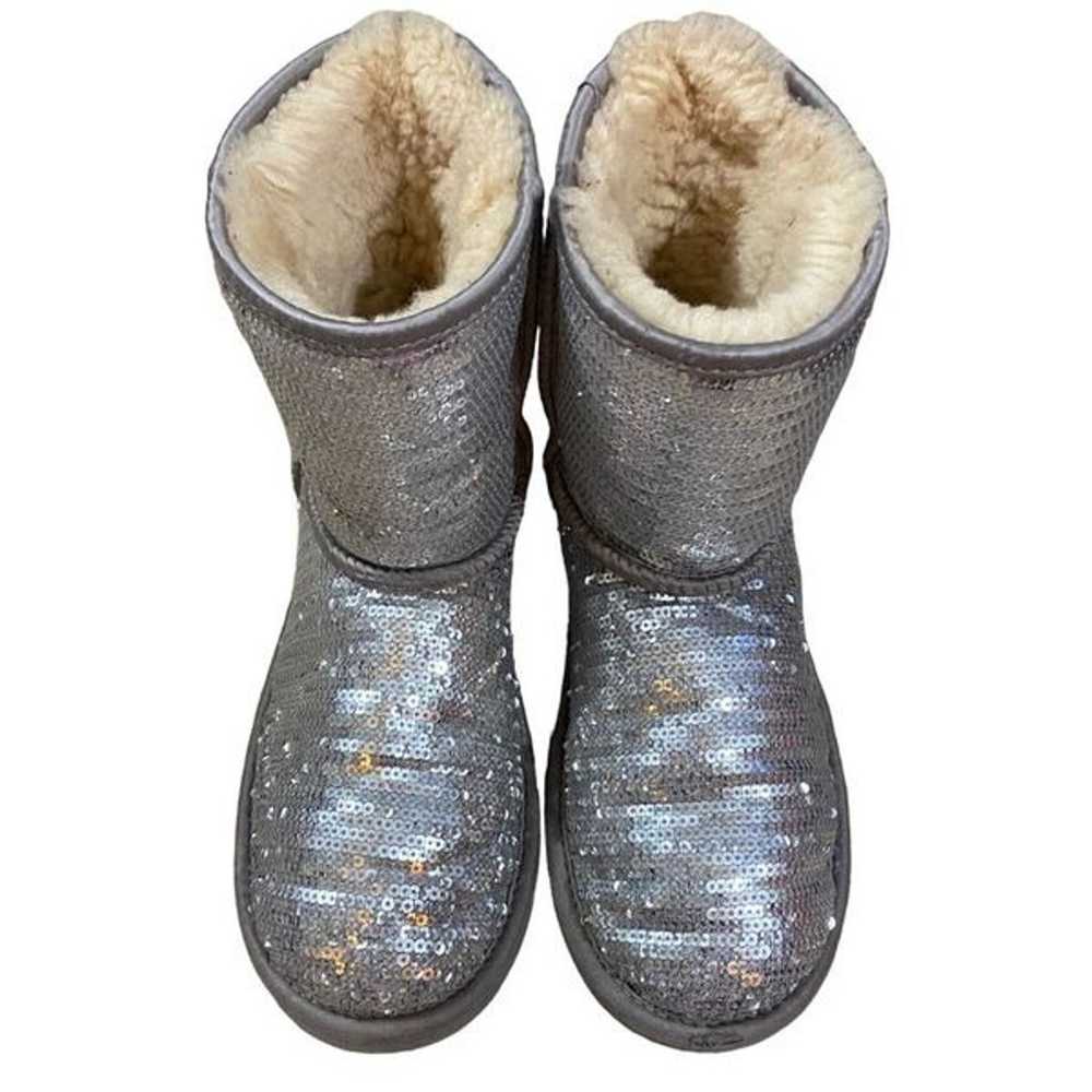 UGG Classic Short Silver Sequin Sparkle Boots Siz… - image 8