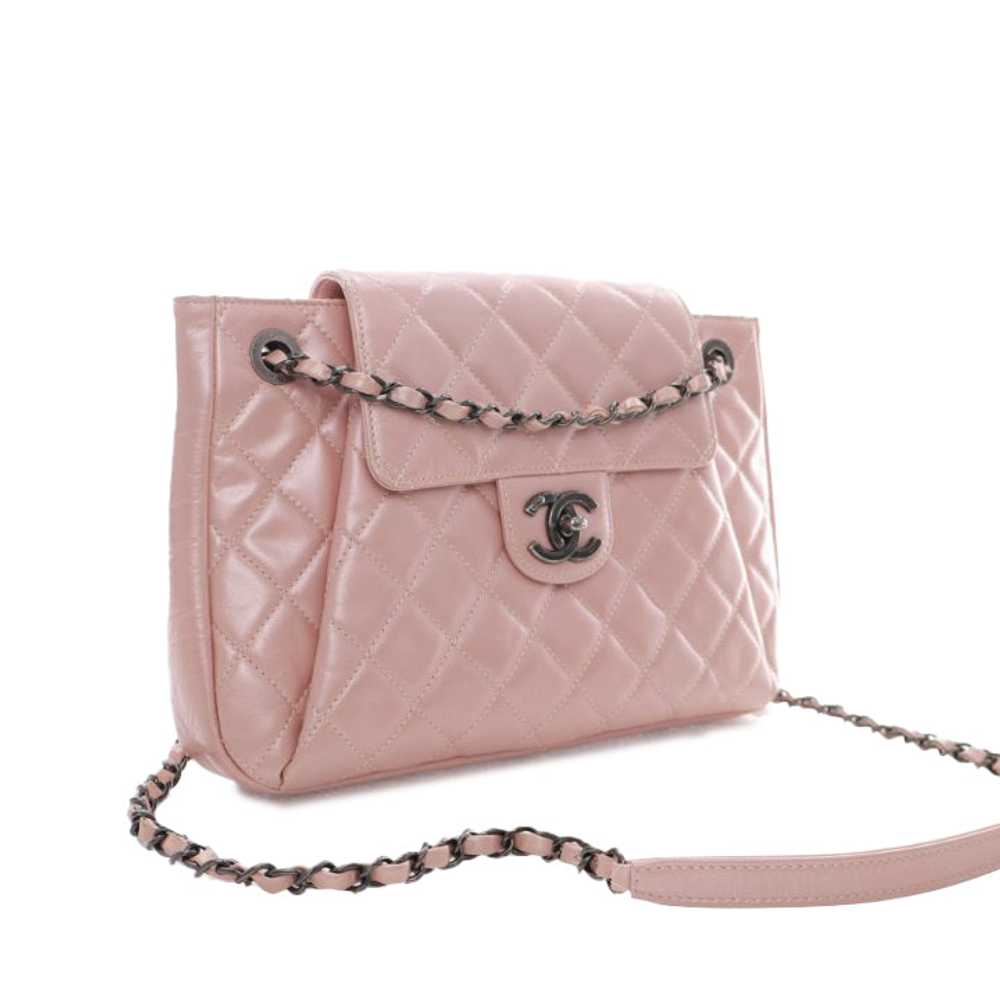 Pink Chanel CC Glazed Calfskin Accordion Flap Cro… - image 2