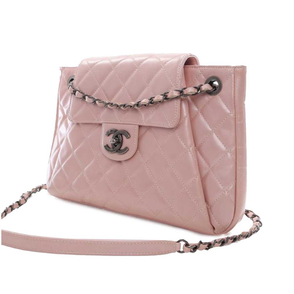 Pink Chanel CC Glazed Calfskin Accordion Flap Cro… - image 3
