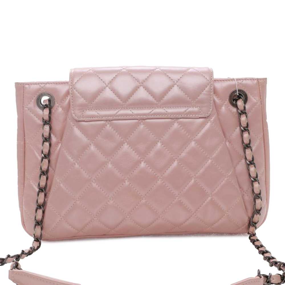 Pink Chanel CC Glazed Calfskin Accordion Flap Cro… - image 4